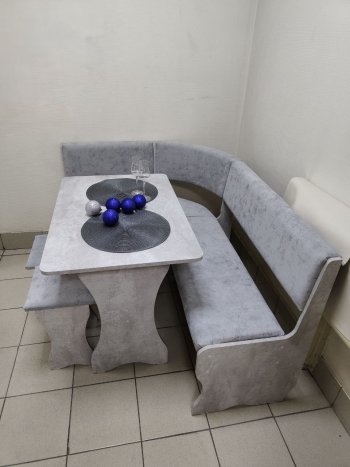 Кухонный уголок Миссия V велюр (цемент) в Чулым - mebel154.com