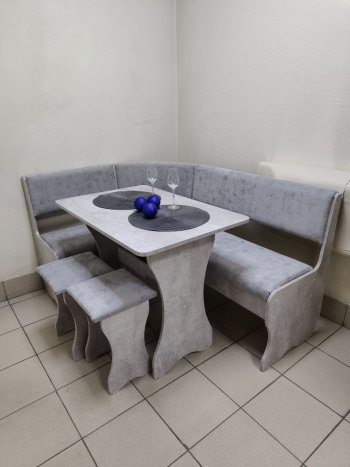 Кухонный уголок Миссия V велюр (цемент) в Чулым - mebel154.com